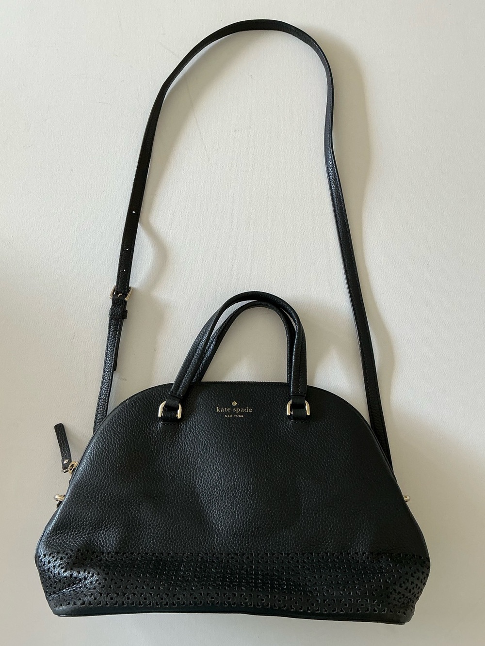 Kate Spade Wakefield Carly Satchel Black Pebbled Leather Crossbody Bag